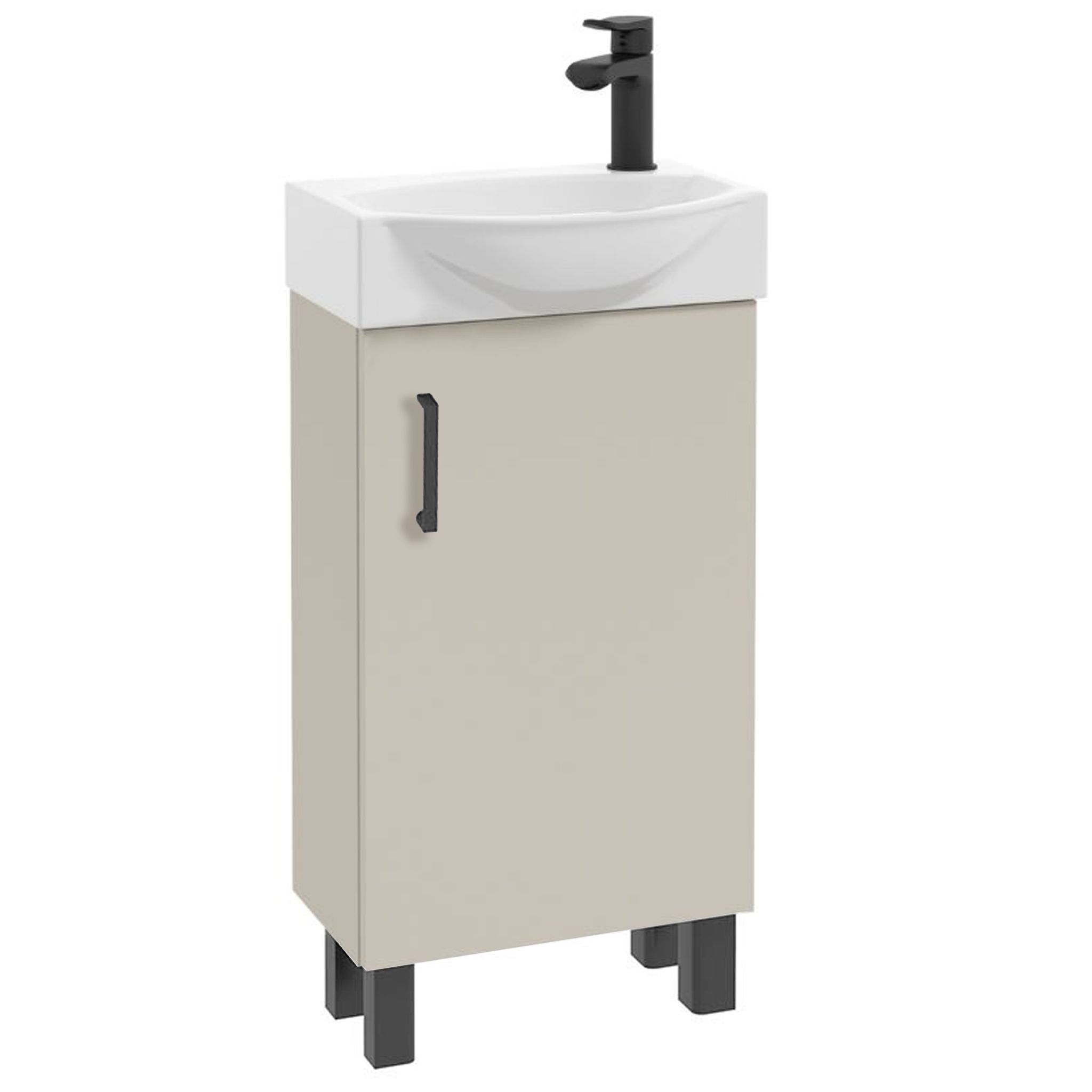 Badezimmer-waschtisch Mit Waschbecken – Mattbeige – 40 Cm – Kompakt – Mit Füßen