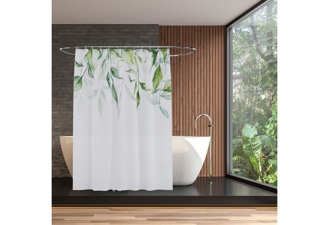 relaxdays Duschvorhang 180x200 cm mit Motiv Breite 180 cm (Blätter), 180x200cm, B