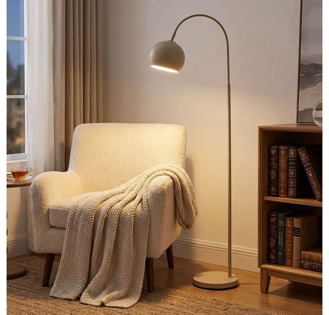 GLOBO LIGHTING LED Stehlampe, Leuchtmittel inklusive, Warmweiß, Stehleuchte Bogenlampe Standleuchte beweglich sandfarben LED H 150 cm