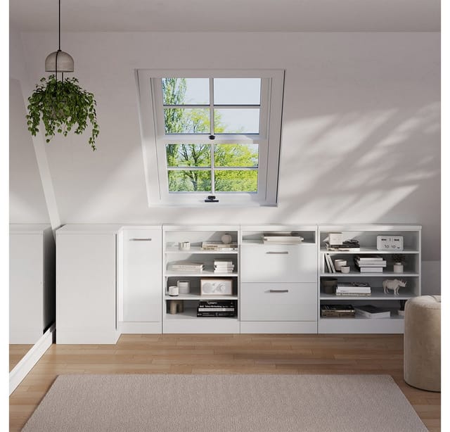 Vicco Kommode Rion, Weiß Hochglanz/Weiß/Weiß, 75.6 x 81.6 cm mit 1 Tür (1 St)