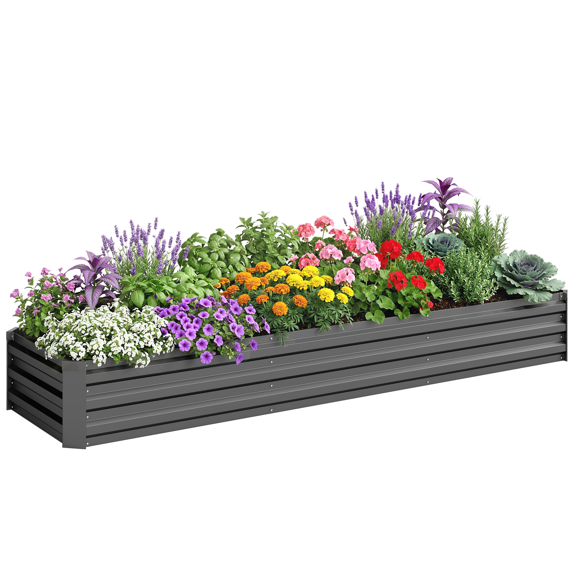 Hochbeet, Gemüsebeet, Kräuterbeet, Wetterfest, Unten Offen, 240 X 60 X 30 Cm, Dunkelgrau