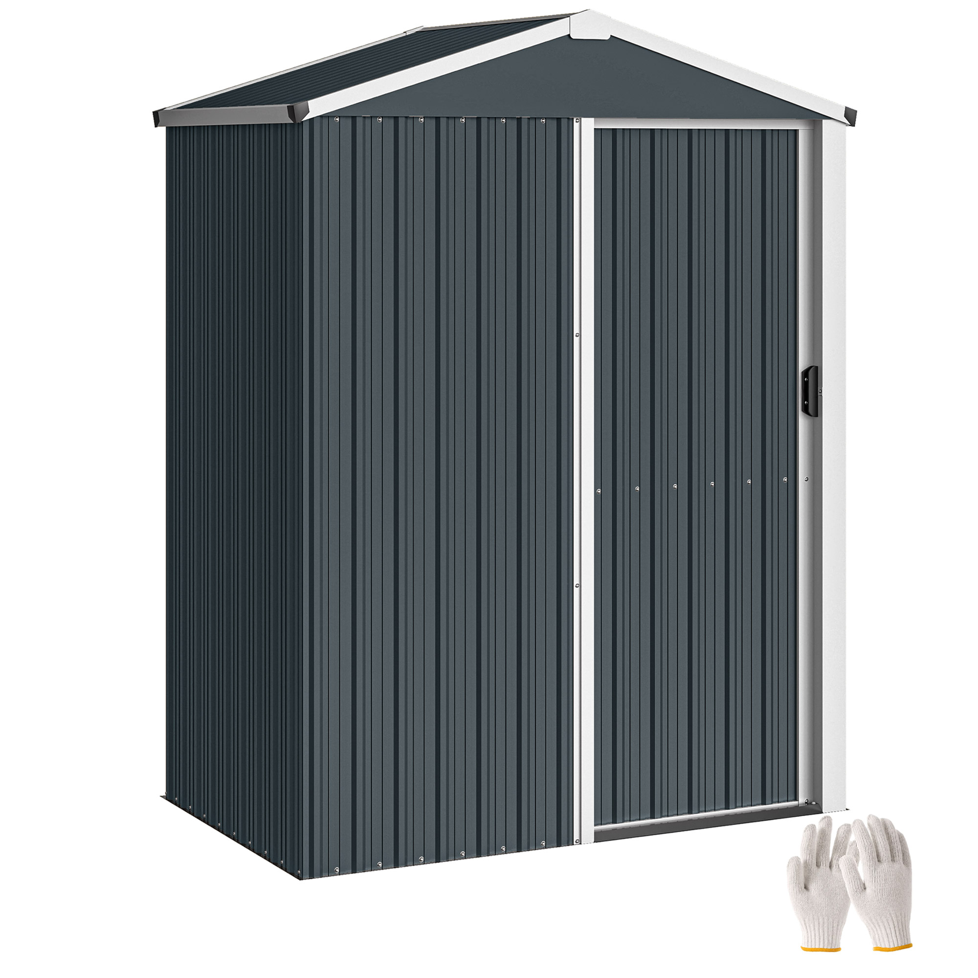 Gartenhaus 1,1 M² (136 X 87 X 179 Cm) Mit Schiebetür, Schrägdach Und Moskitonetz, Dunkelgrau