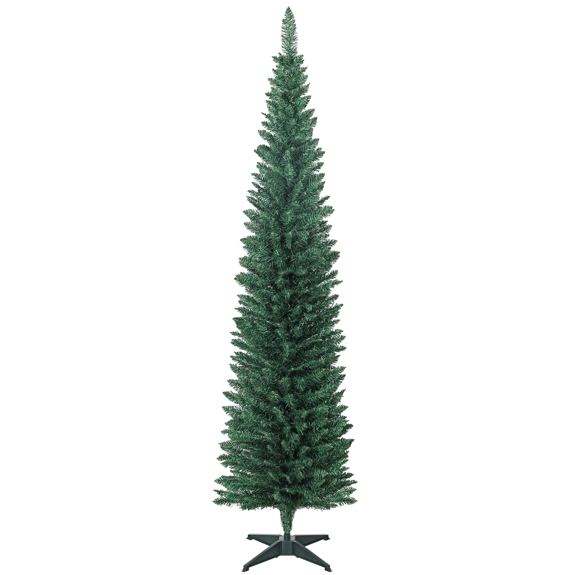 210 Cm Schmaler Weihnachtsbaum Mit 401 Zweigen, Metallständer, Einfach Aufzubauen, Für Den Innenbereich, Grün