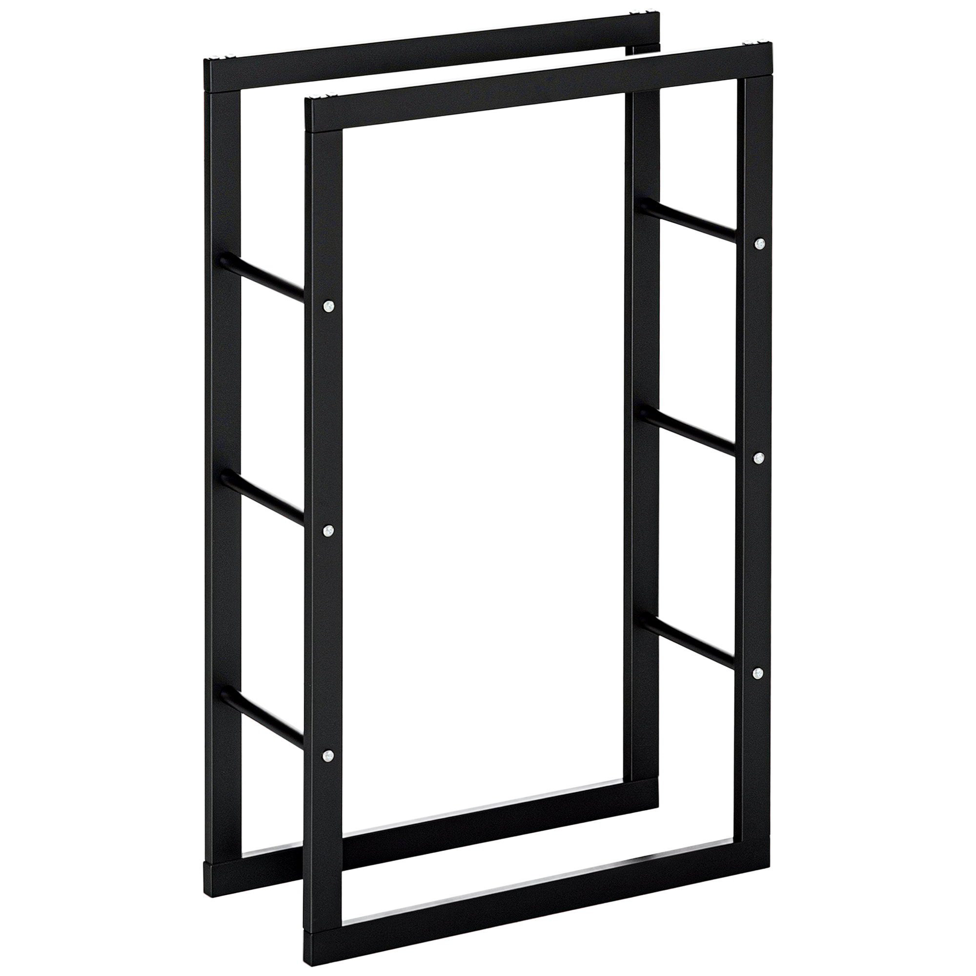 Metall-holzregal 60 X 25 X 100 Cm, Stapelbar, Stahlrahmen, Tragkraft Bis 100 Kg, Holzschutz Für Den Außenbereich, Holzregal Für Garten, Terrasse, Schwarz