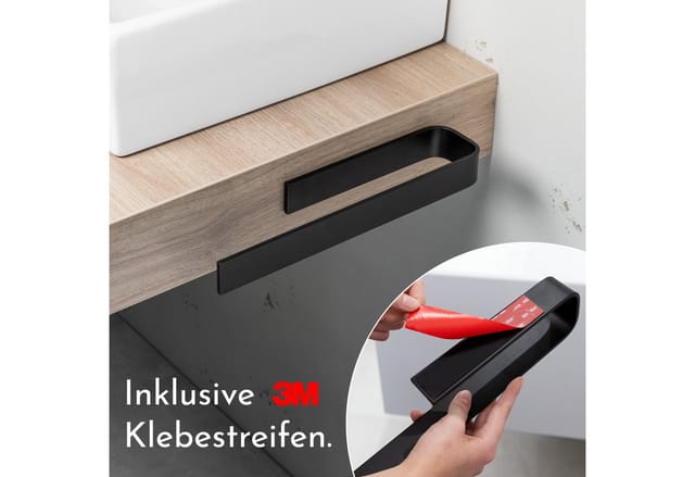 Bürstenking Handtuchhalter selbstklebend ohne Bohren 33/39 cm – Klebemontage, Aluminium, 3M-Kleber - Profikleber für starken Halt