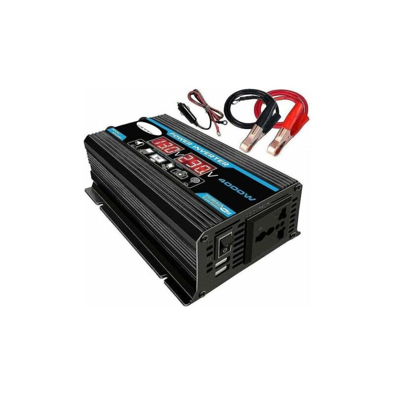 Convertisseur 12v 220v Pur Sinus 300w – Écran Led – 2 Prises Eu Et 1 Port Usb – Protection Contre Surcharges Et Courts-circuits