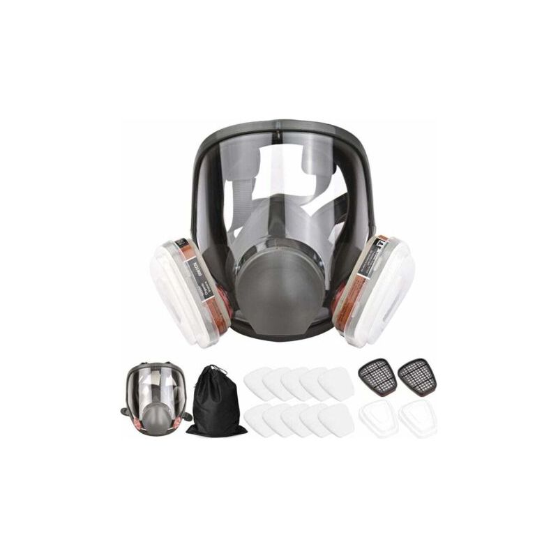 Masque De Protection Complet En Silicone – 16 En 1 Avec 2 Cartouches Filtrantes – Pour Substances Dangereuses Et Poussières – Sac De Rangement Inclus