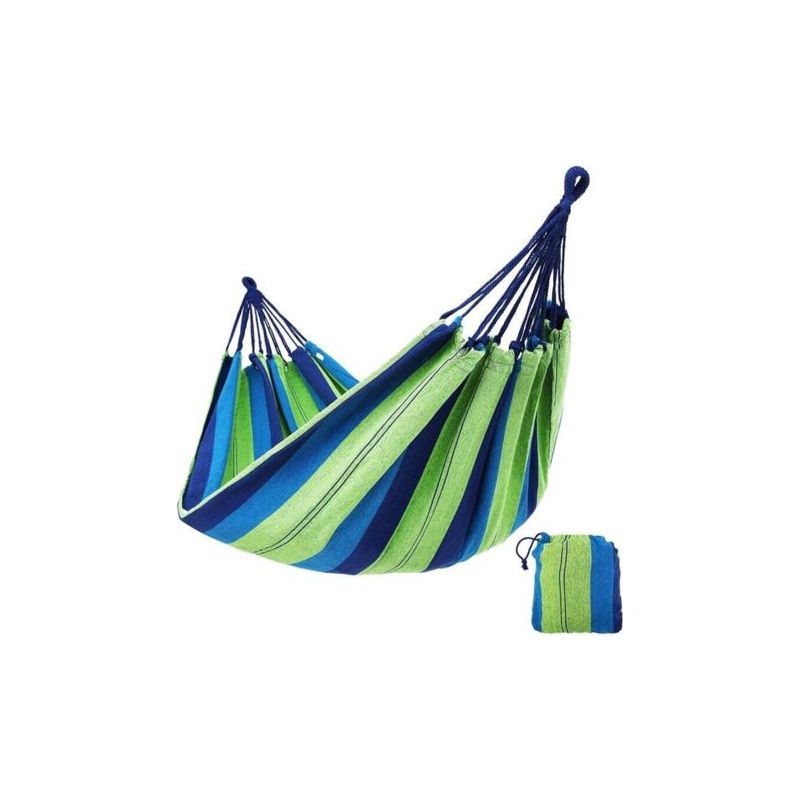 Hamac De Jardin Simple/double Ulisemoutdoor En Coton, Idéal Pour Le Camping, Le Jardinage Et Les Voyages (bleu, 190 Cm X 150 Cm)
