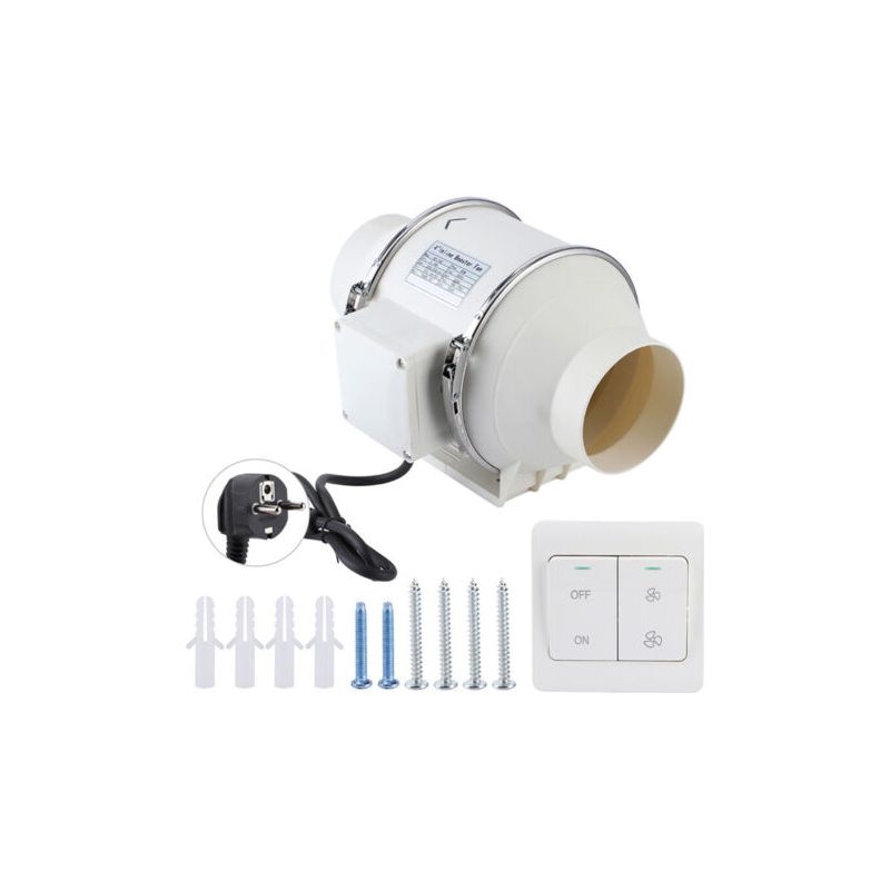 Extracteur D'Air 4 Pouces – Ventilateur D'Extraction Silencieux 34 Db – Débit 310 M³/h – Installation Murale Pour Salle De Bains - 4inch