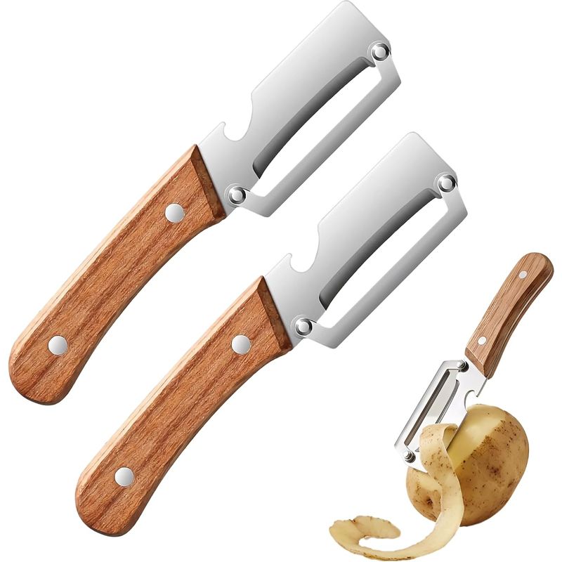2 Pcs Éplucheurs À Légumes Multifonction Avec Décapsuleur Intégré,outil Cuisine À Double Usage Pour Fruits Et Légumes,eplucheur Multifonction,éplucheurs Légumes En Acier Inoxydable,eplucheur Légumes