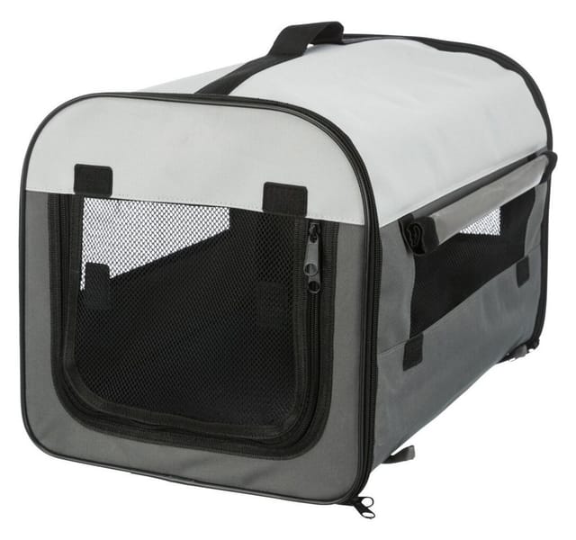 TRIXIE Hunde-Transportbox Hundebox Basic - dunkelgrau/hellgrau - 32 × 32 × 47 cm