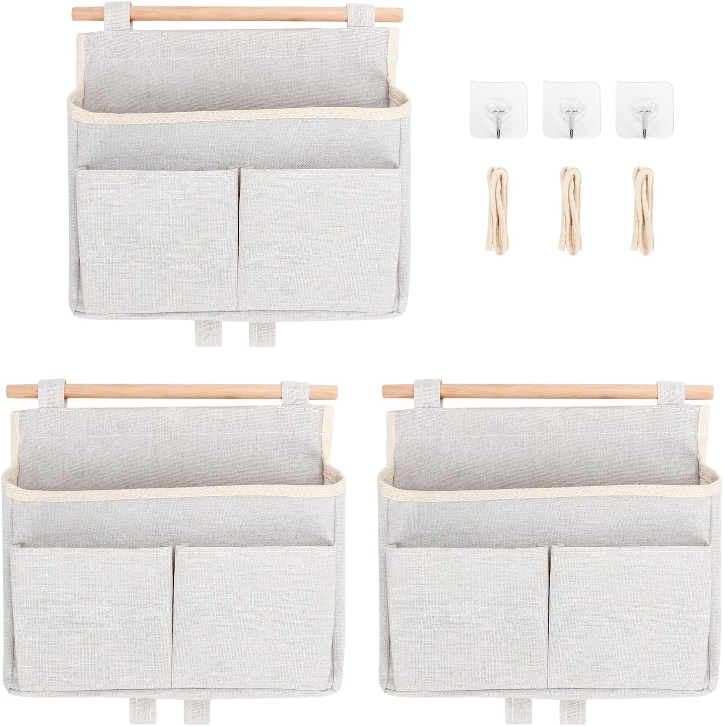 3-teiliges Hänge-organizer-set, Wand-organizer, Tür-organizer, Wäscheaufbewahrung Für Zuhause, Büro, Badezimmer, Kinderzimmer (beige)
