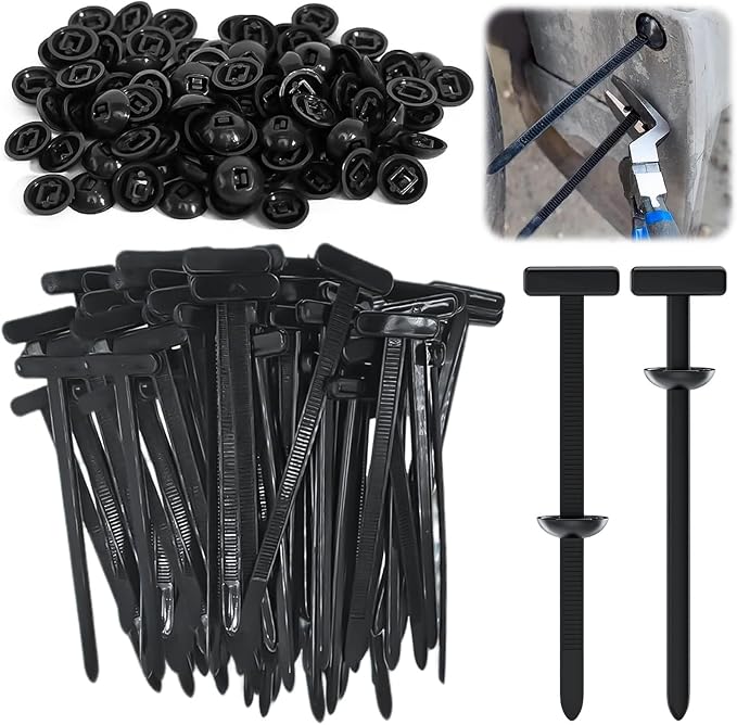Youngay 200 Stück Nylon Universal-kabelbinderschnallen, 93 X 5 Mm Selbstsichernde Nylon-kabelbinder, Schwarze Universal-kabelbinderschnalle Für Kfz-reparaturen
