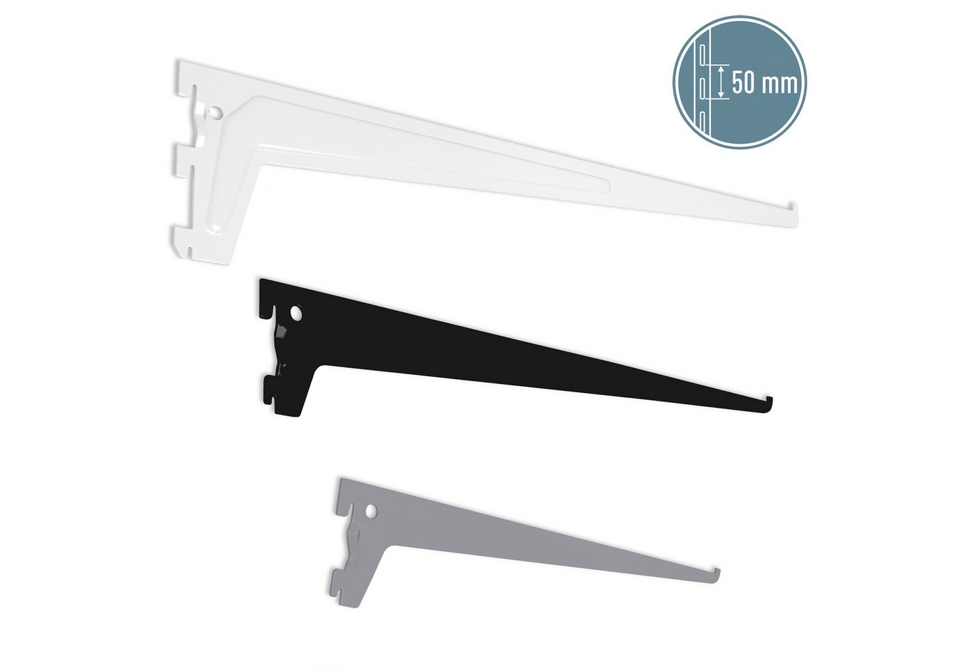 ib style Wandregal Regalbodenträger Regalträger 1-reihig weiß 25cm, Raster 50mm