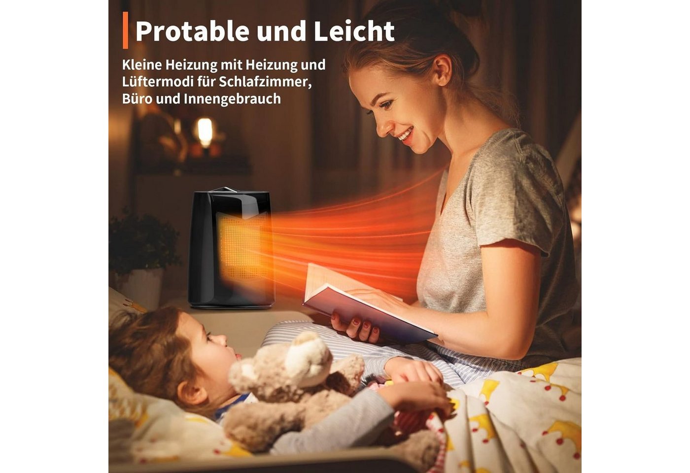 Diyarts Keramikheizlüfter, 800 W, Heizlüfter 3 Leistungsstufen, Klein 70° Oszillierend Bild 2
