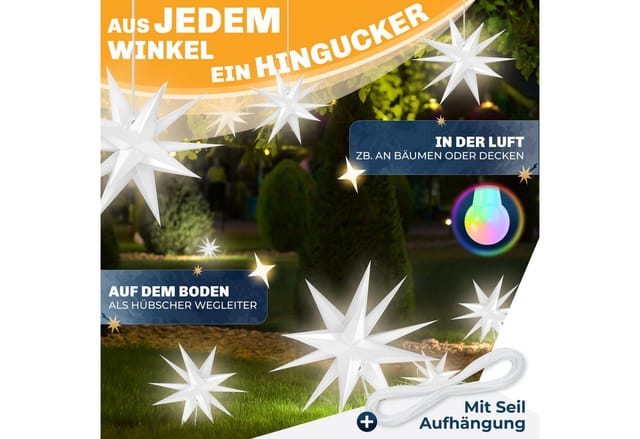 KESSER Weihnachtsfigur, Leuchtstern 3D, LED Weihnachtsstern mit Timer Innen u. Außen