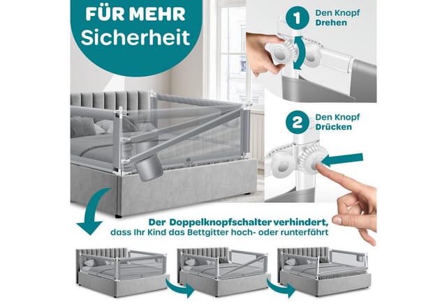 KESSER Bettschutzgitter, Bettgitter Bettschutzgitter Kinderbettgitter für Kinder Baby