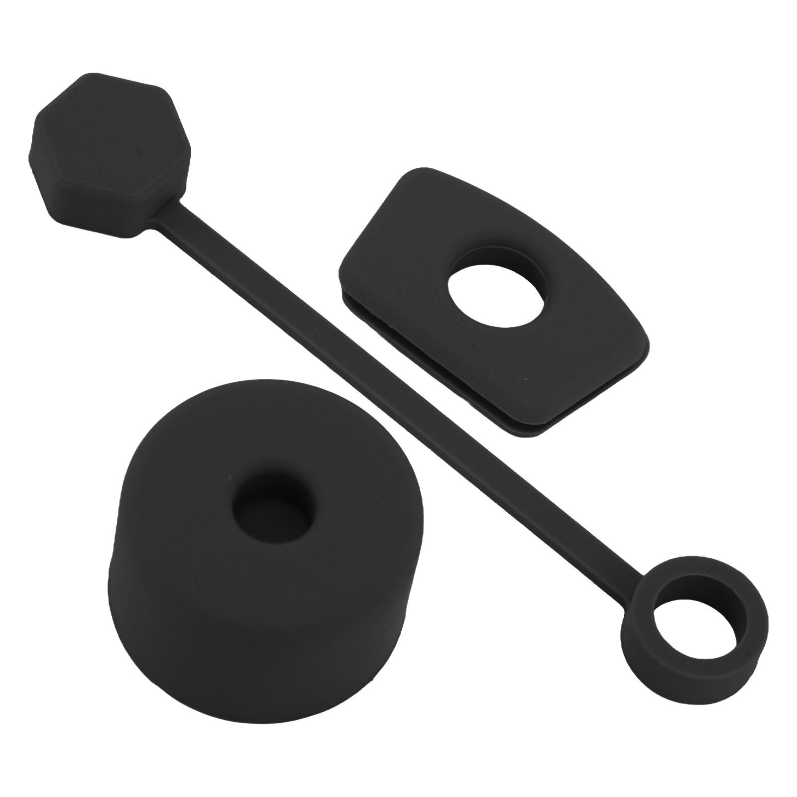Set Mit 4 Silikon-auslaufschutzstopfen, Becherzubehör Inklusive Strohhalmdeckel, Quadratischem Auslaufschutzstopfen, Rundem Stopfen, Schwarz