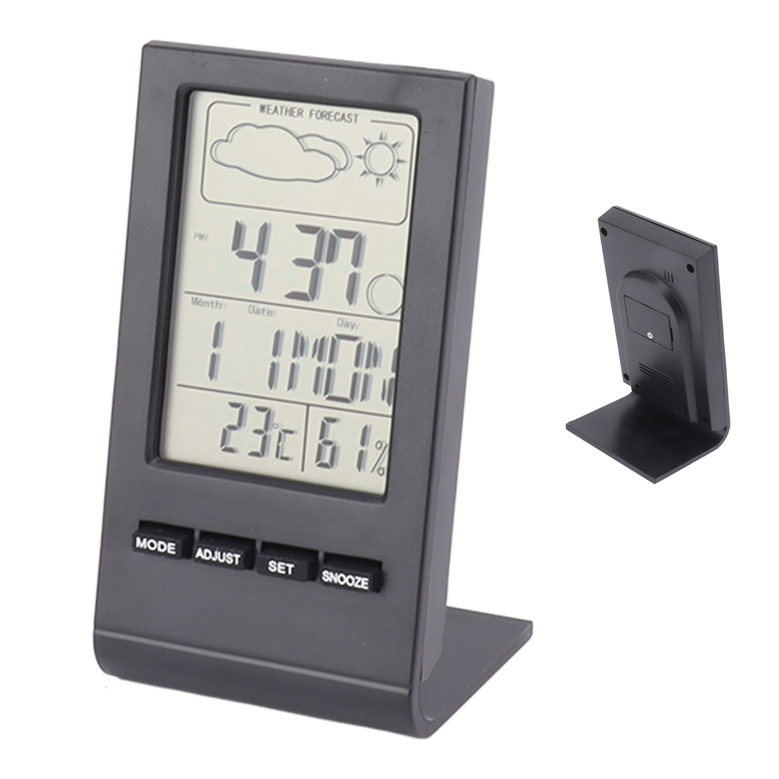 Digitales Hygrometer Mit Lcd-display, Innenthermometer, Feuchtigkeitsmesser, Temperatur- Und Feuchtigkeitsanzeige, Alarmfunktion, Wetteranzeige, Schwarz