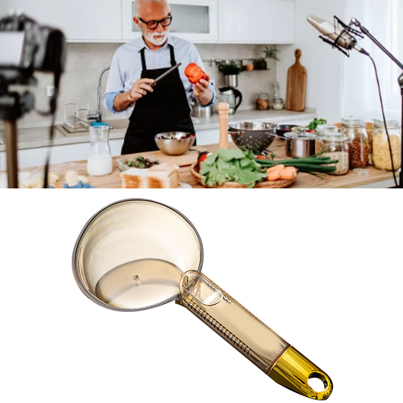 Reismessbecher 180 Ml, Gerade, Mit Langem Griff Und Clip, Transparent, Für Die Heimische Küche, Orange