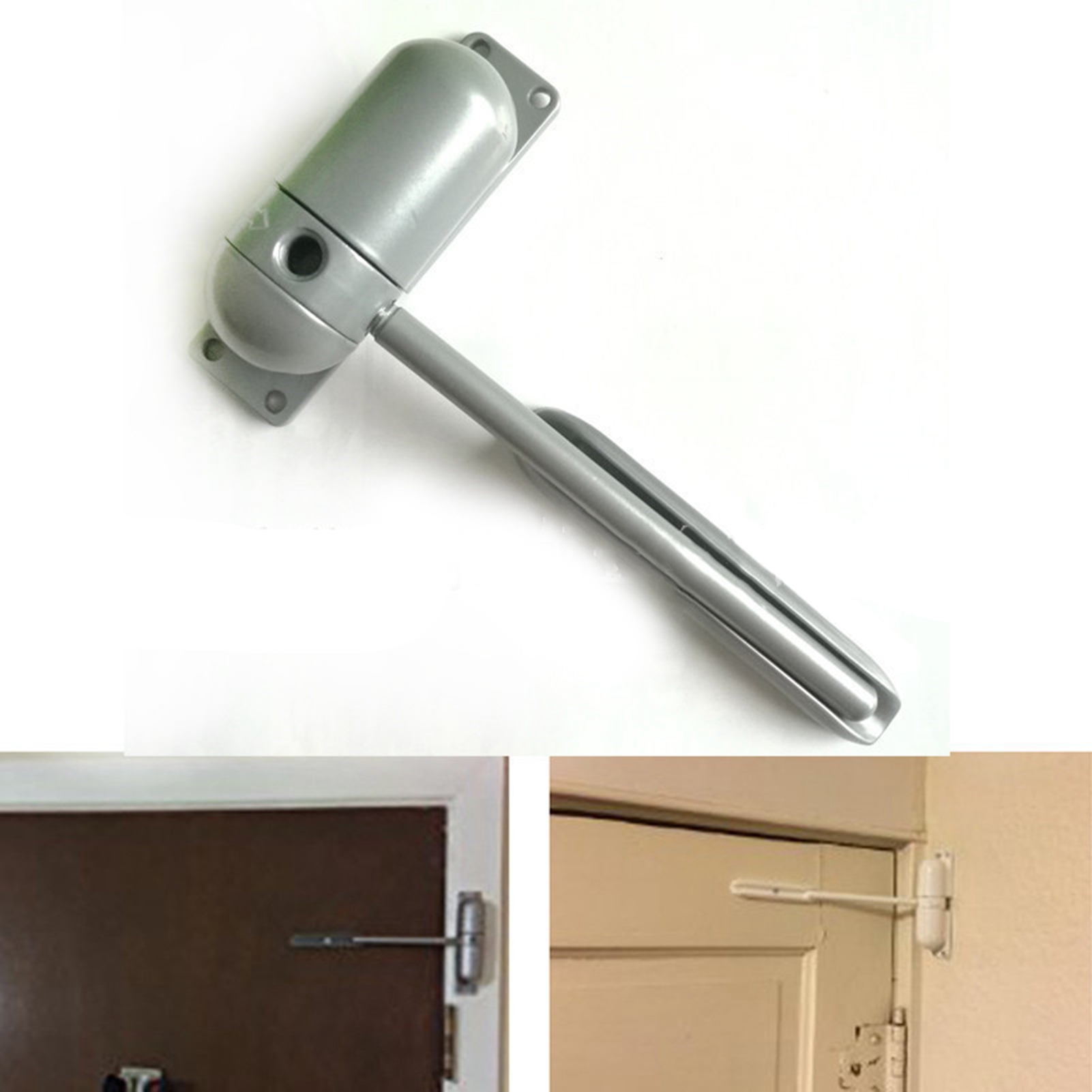 Automatischer Türschließer Aus Metall, Miniatur, Geräuschlos, Mit Verdeckter Feder, Für Haustüren, Grau
