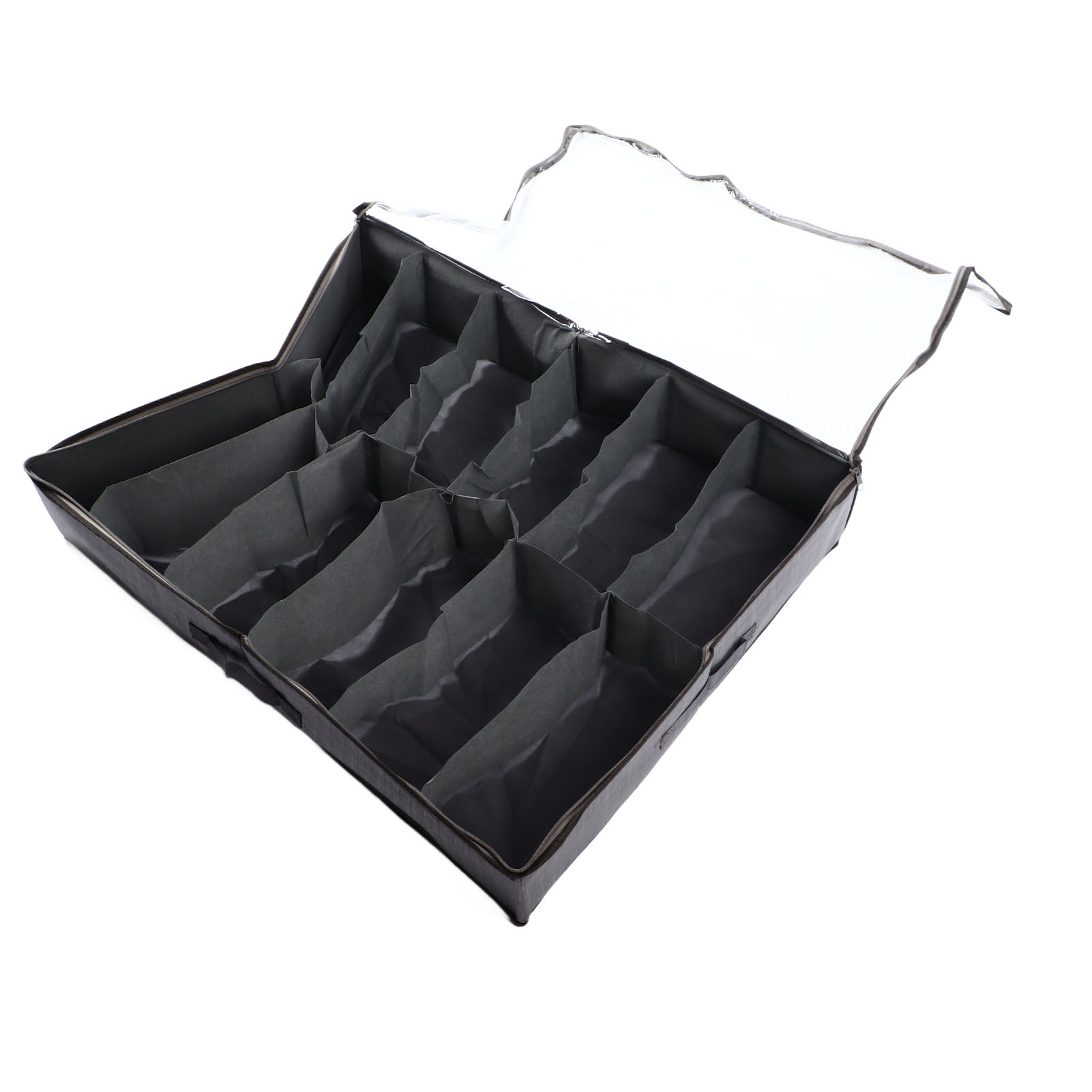 Schuh-organizer Für Unter Das Bett, 12 Fächer, Stoff, Staubdicht, Mit Stabilem Griff, Für Schuhe, Socken Und Unterwäsche