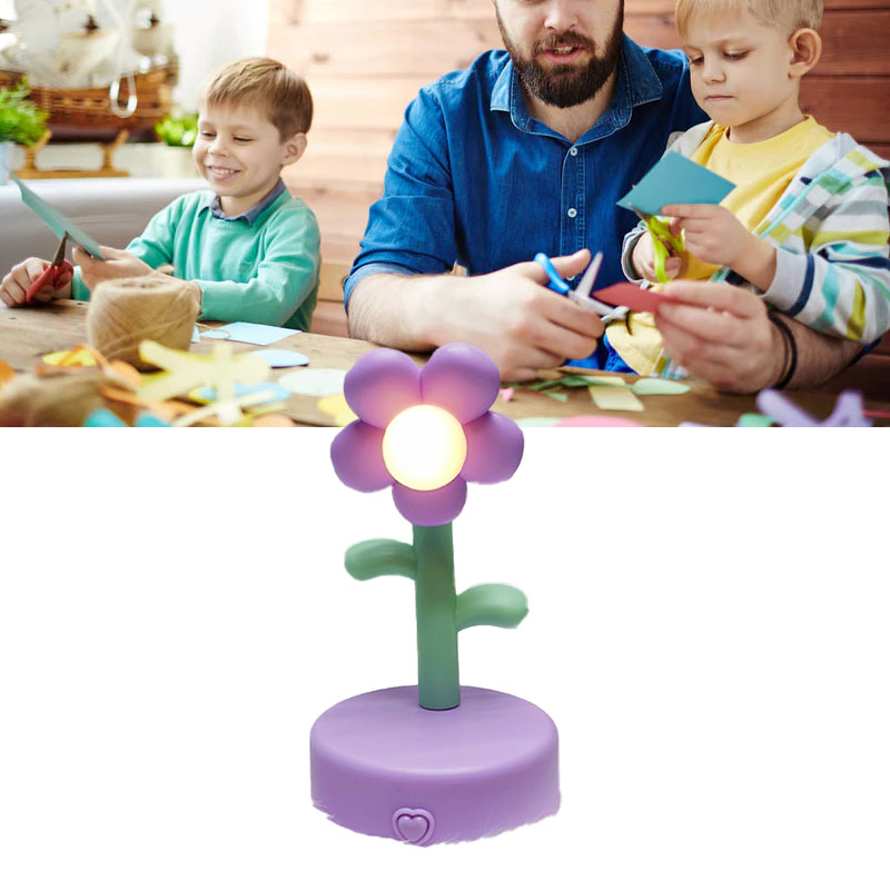 Tischlampe, Niedliches Blumenförmiges Nachtlicht, Tragbare Schreibtischlampe, Dekorativ Für Büro Und Studentenwohnheim, Lila