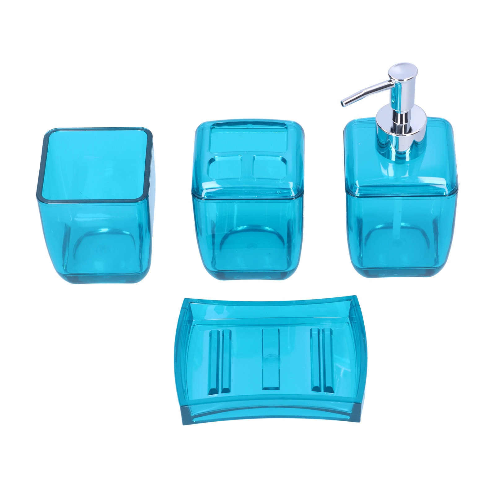 4-teiliges Badezimmer-set, Seifenspender, Zahnbürstenhalter, Spülbecher, Seifenschale, Badezimmeraccessoires