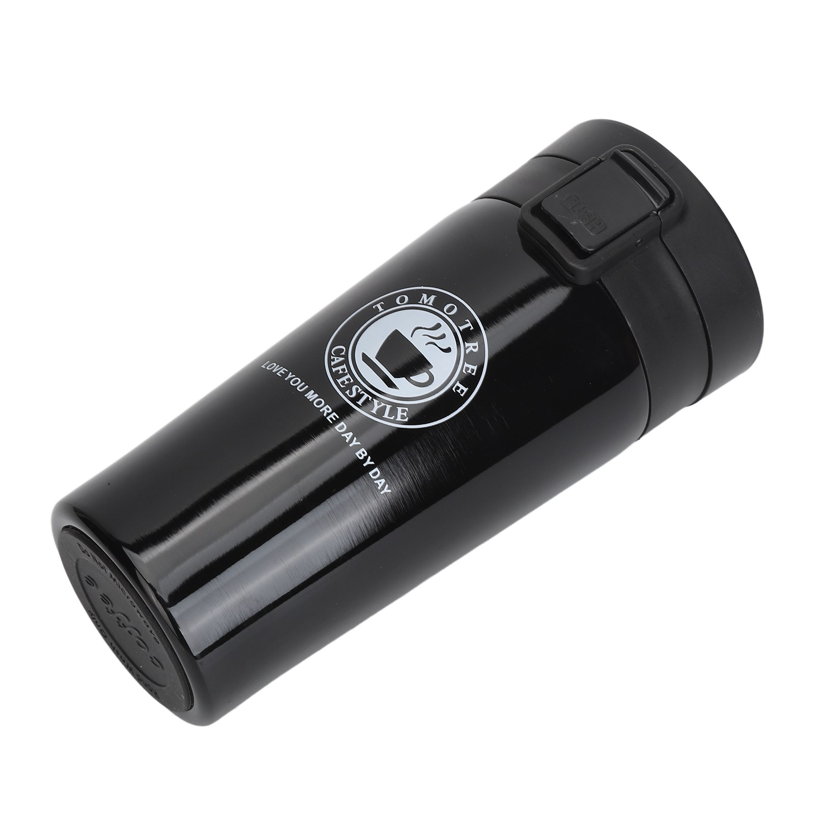 Thermobecher, Doppelwandig, Edelstahl, Tragbar, Mit Verschluss, Mit Isolierendem Deckel, Schwarz, 380 Ml