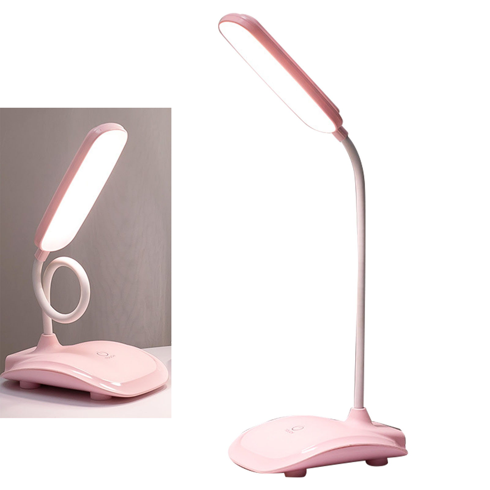 Led-schreibtischlampe Mit Touch-steuerung, Drei Farbtemperaturstufen, Stufenlosem Dimmen, Usb-ladefunktion, Rosa