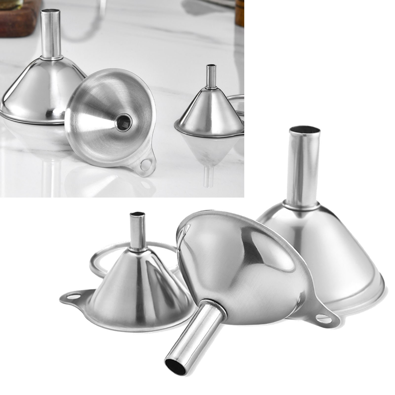3 Mini-edelstahltrichter-set, Edelstahl-küchentrichter Zum Befüllen Kleiner Flaschen, Miniaturflaschen