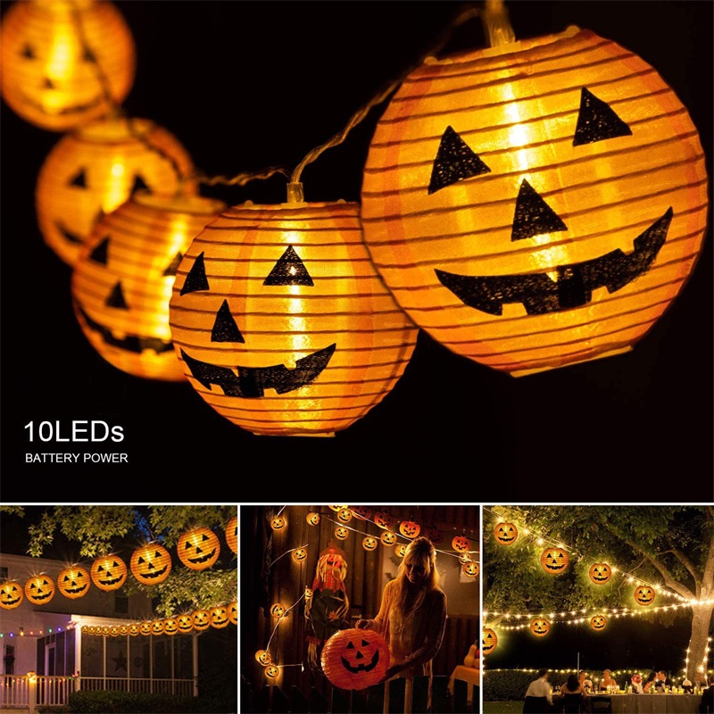 Halloween-kürbislichterkette, Energiesparend, 20 Helle Leds, Festliche Gartendekoration, Kürbis-lichterkette