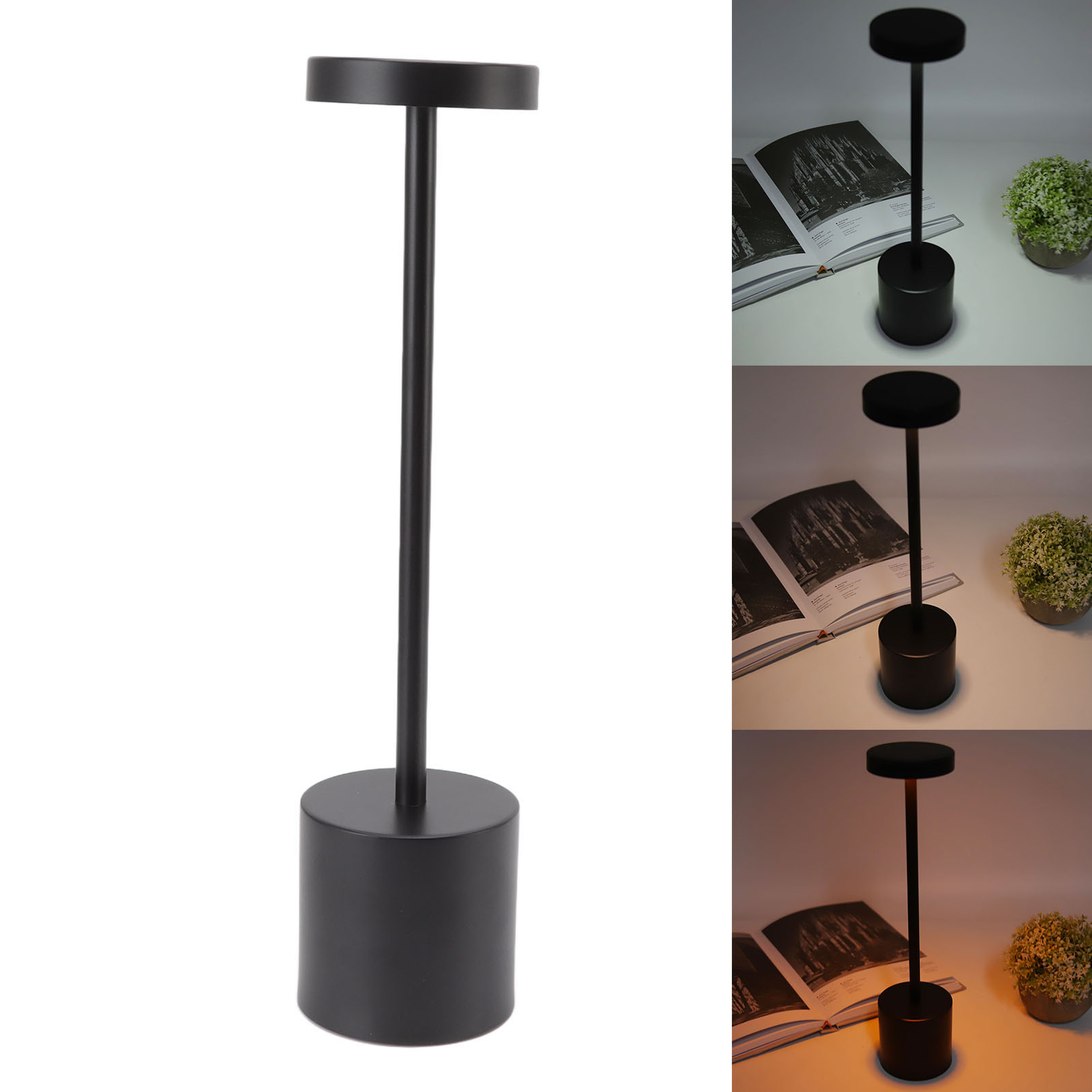 Nordische Led-touch-tischleuchte, 3-stufig, Für Den Innenbereich, Dekorative Tischleuchte Für Hotels Oder Restaurants, Schwarz