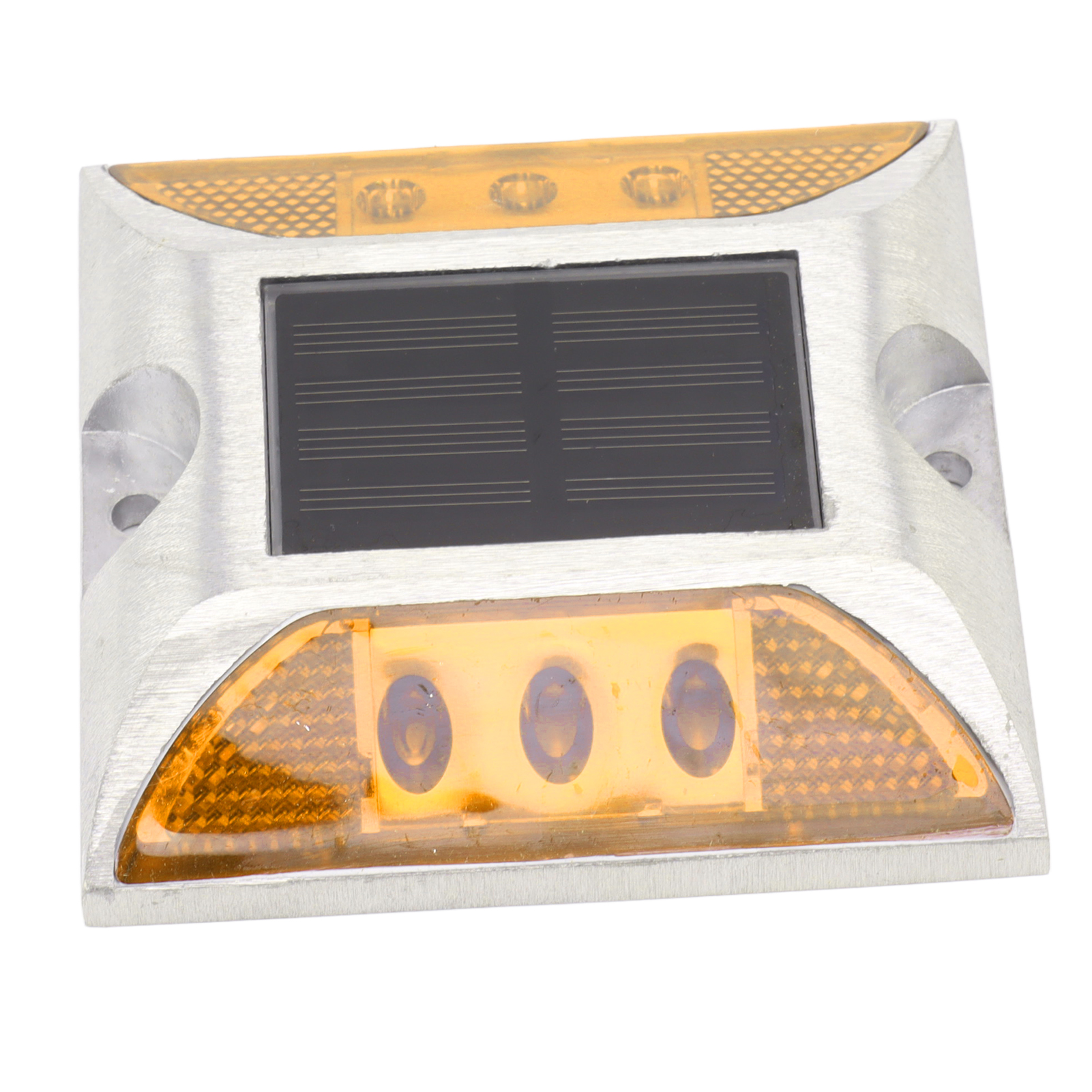 Solar-terrassenleuchte Mit 6 Leds, Solarbetrieben, Einfahrtsleuchte, Doppelseitig, Reflektierend, Gelb