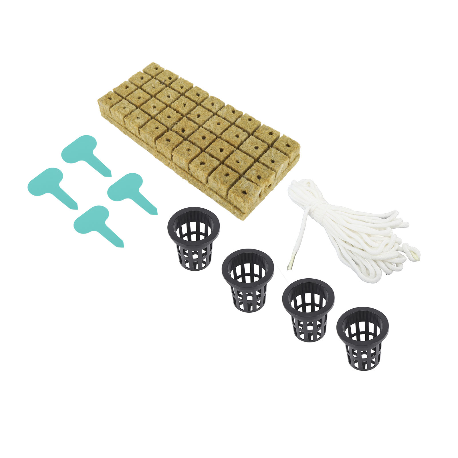 Set Mit 72 Steinwollwürfeln (2,5 Cm) Und 5 Cm Großen Netztöpfen Für Hydrokultursysteme. Set Mit Hydrokultur-netztöpfen Mit Guter Wasseraufnahme Für Den Hausgebrauch.