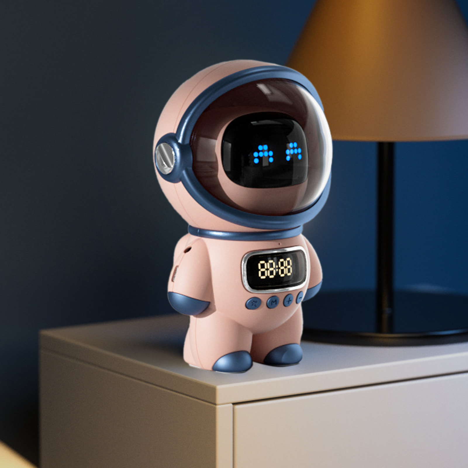 Astronauten-ki-lautsprecher, Intelligenter Bluetooth-lautsprecher Mit Sprachsteuerung, Uhr, Kleines Nachtlicht, Geburtstagsgeschenk, Pink