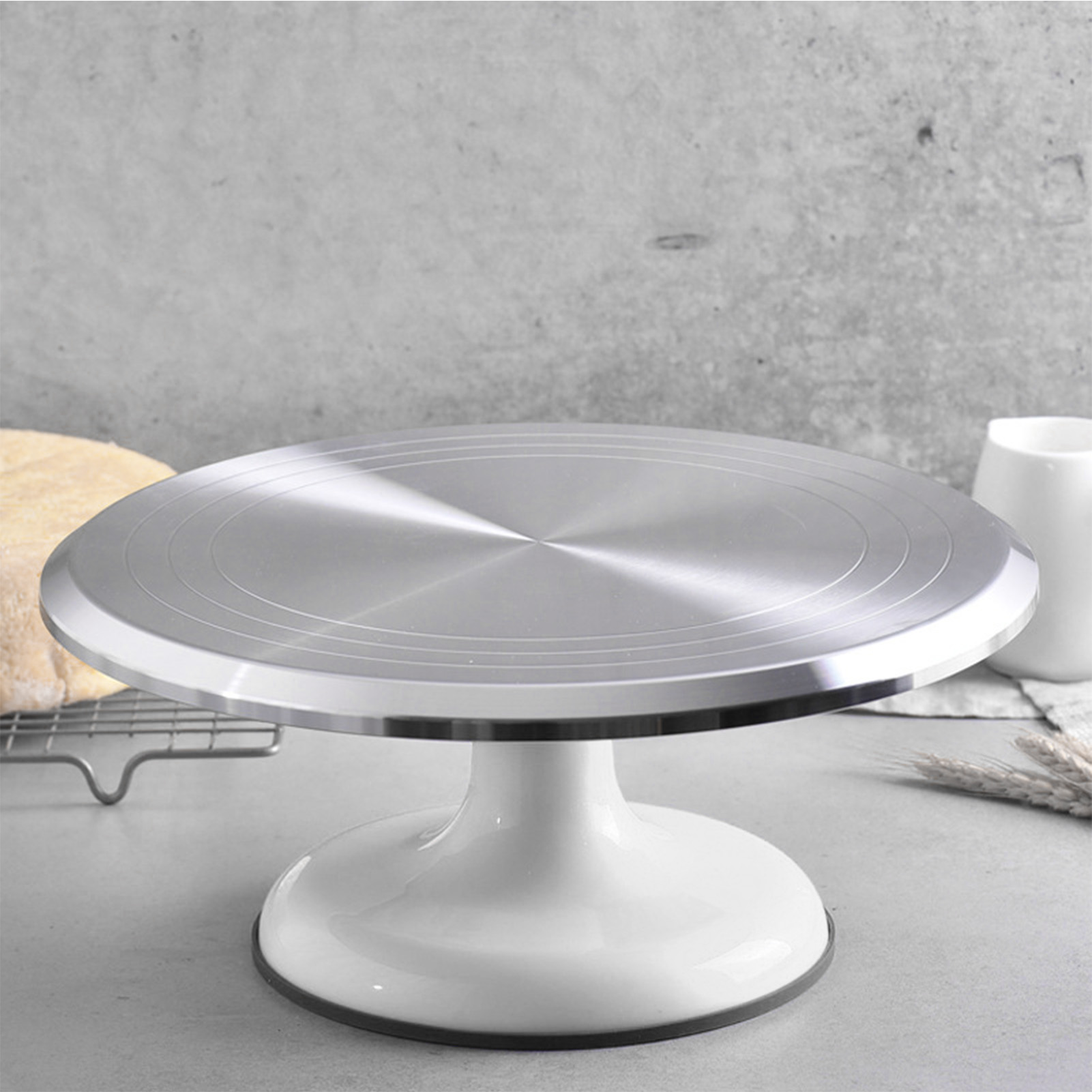 10-zoll-drehtortenständer, Professioneller Drehbarer Tortentisch Aus Aluminium, Für Die Tortendekoration Zu Hause, Weiß