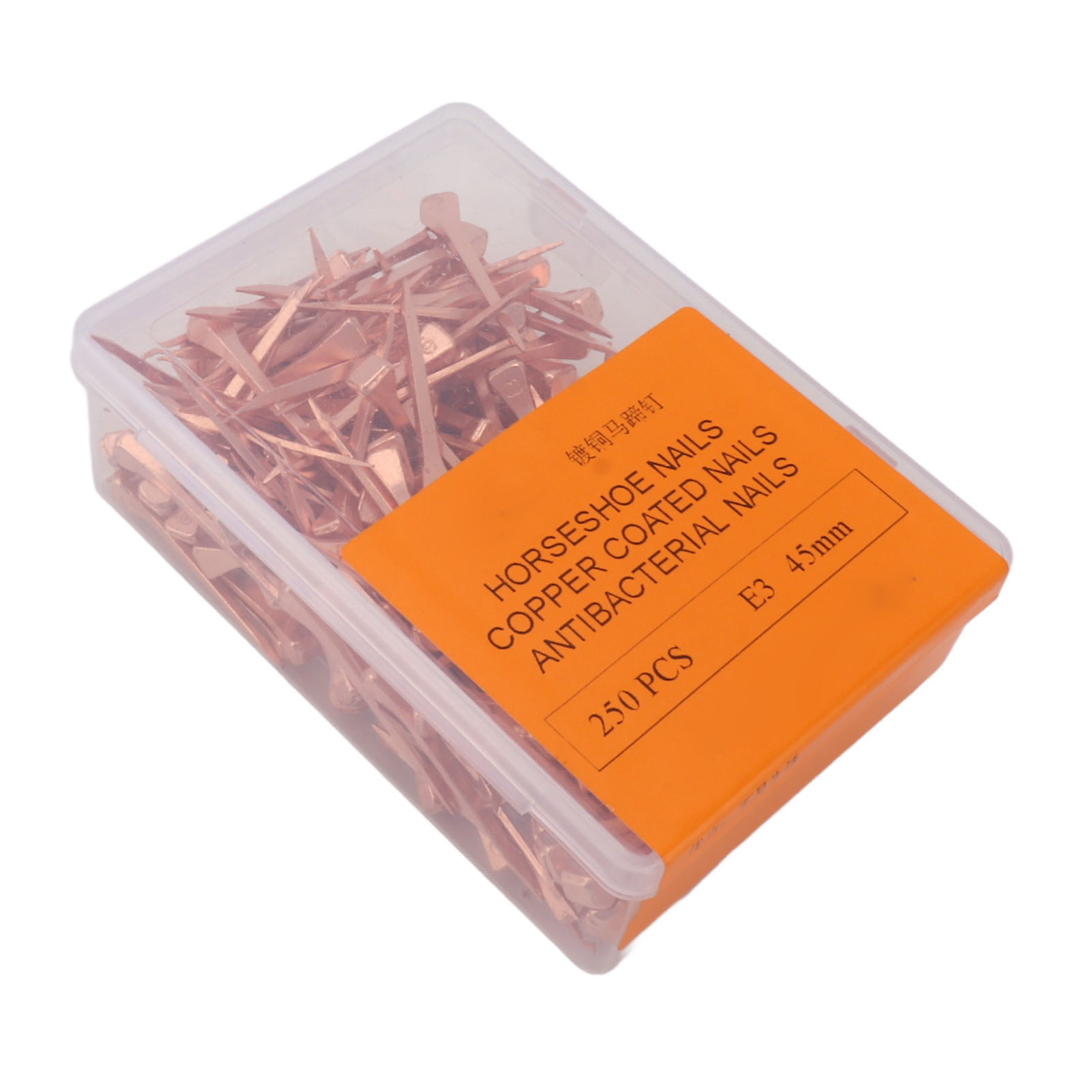 250 Kupferbeschichtete Hufeisennägel, Edelstahl, Für Reitsportausrüstung, Tierprodukte, 45 Mm, E3