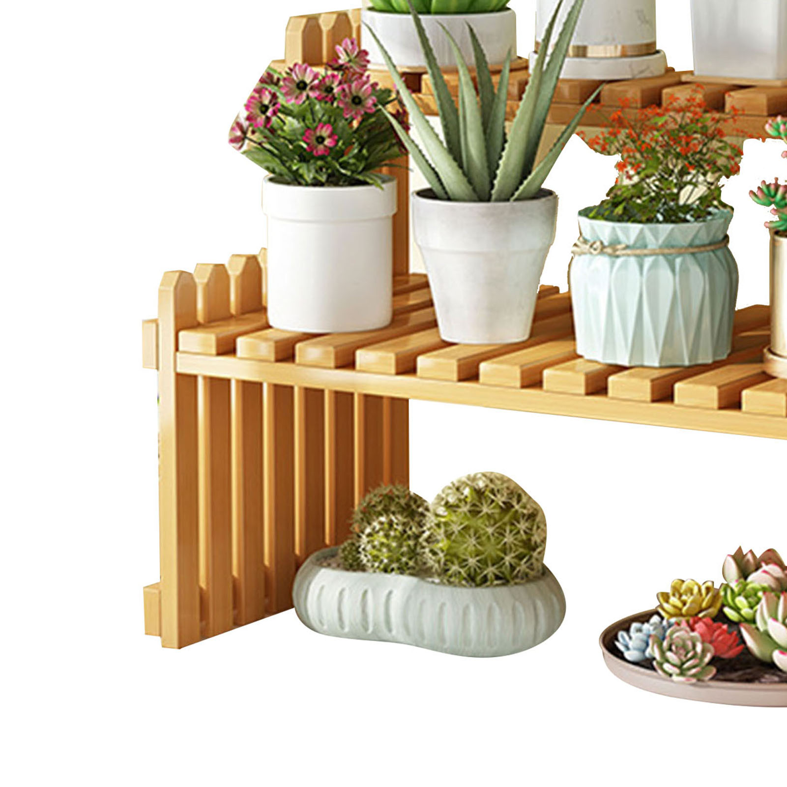 Bambus-pflanzenständer, Blumenregal, Für Drinnen Und Draußen, Für Zuhause, Terrasse, Rasen, Garten, Balkon, Klein, 40 Cm / 15,74 Zoll