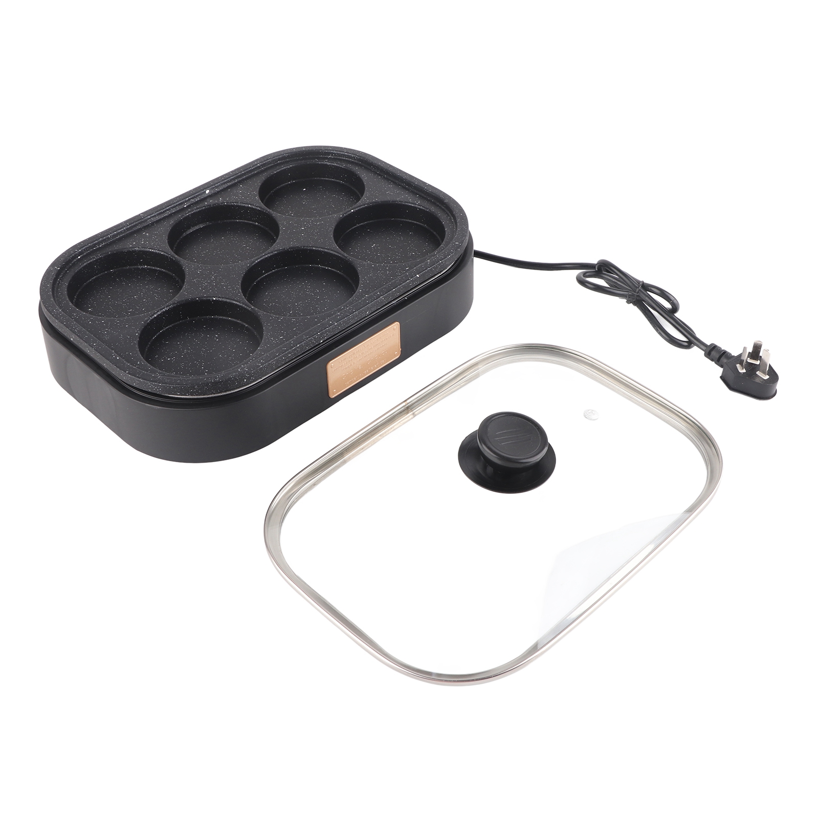 Antihaftbeschichtete Eierpfanne Mit 6 Mulden, Multifunktionaler Frühstücks- Und Hamburgermaker Mit Deckel