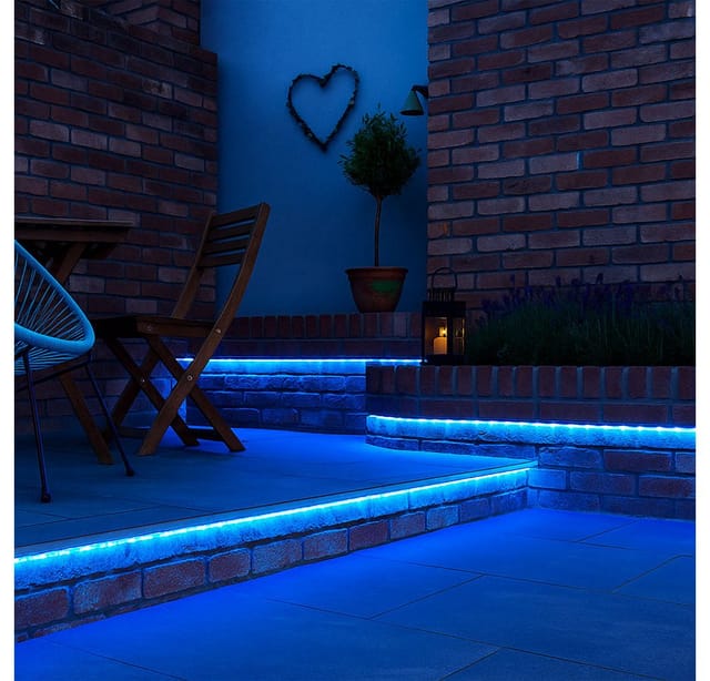 GLOBO LIGHTING Dekolicht, LED-Leuchtmittel fest verbaut, Lichterkette Deko Schlauch Kunststoff transparent 24 blaue LEDs / m