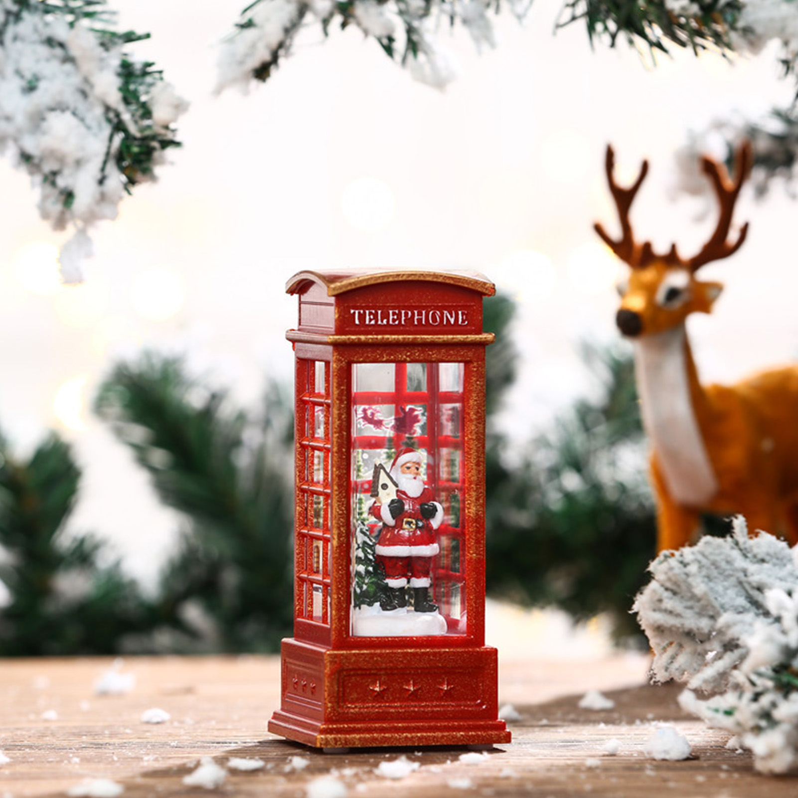 Schneekugelförmige Laterne, Telefonzelle, Entworfen Als Leuchtende Weihnachtsdekoration Für Eine Ktv-bar, Weihnachtsmann-dekoration