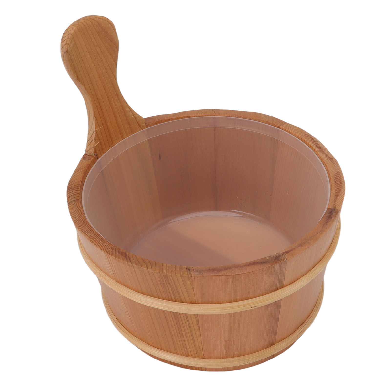 Set Aus Saunaeimern, Versiegelt, Mit Einem Holzfass Und Einem Kunststoffeinsatz Für Einen 4-liter-whirlpool