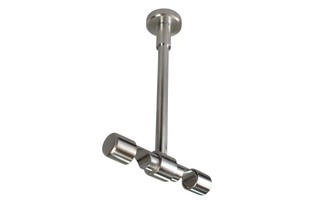 iso-design Deckenträger für Gardinenstangen 20 mm 2-läufig mit großem Deckenabstand, Träger kürzbar, 20 mm Gardinenstangen, Deckenabstand mit Metallsäge kürzbar, Mindestabstand 7 cm
