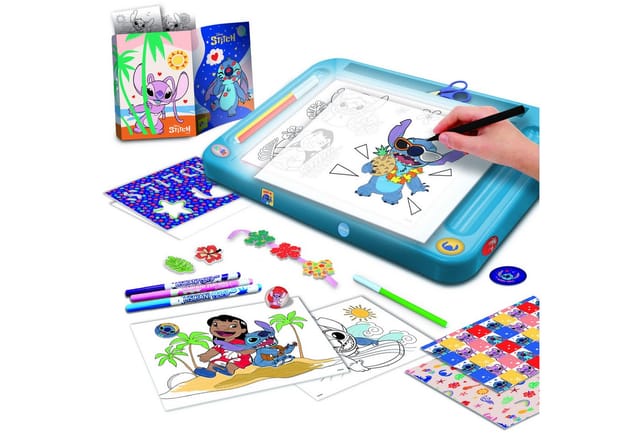 Lisciani Kreativset Disney Stitch - Zeichenschule mit Licht-Tisch