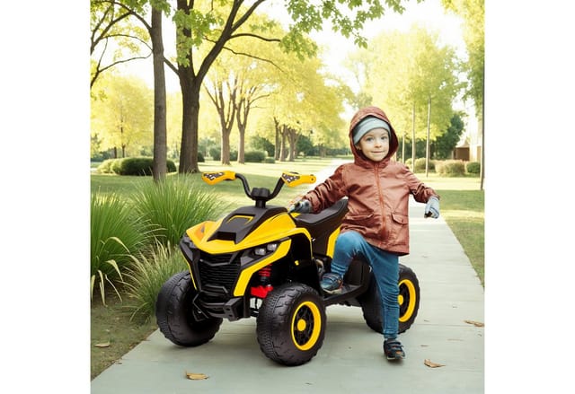 AIYAPLAY Elektro-Kinderquad 12V Elektro Kinderquad mit Vorwärts-& Rückwärtsgang, Belastbarkeit 50 kg, (1-tlg), Kinderauto mit USB, Musik für 3-8 Jahre Kinder, Gelb