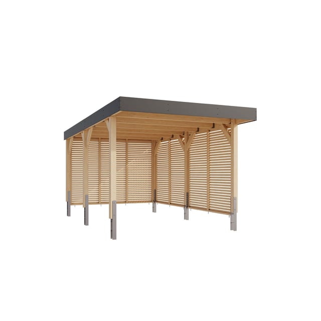 Karibu Doppelcarport Carport Leimholz mit 1 oder 2 Stellplätzen opt. mit Lamellenwänden, BxT: 318x576 cm, (1 Stück, 0 St., Carport Leimholz mit 1 Stellplatz und Lamellenwänden), mit Lamellenwänden