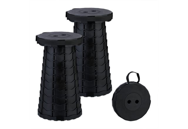 relaxdays Campinghocker Teleskophocker Camping im 2er Set (2 St), schwarz