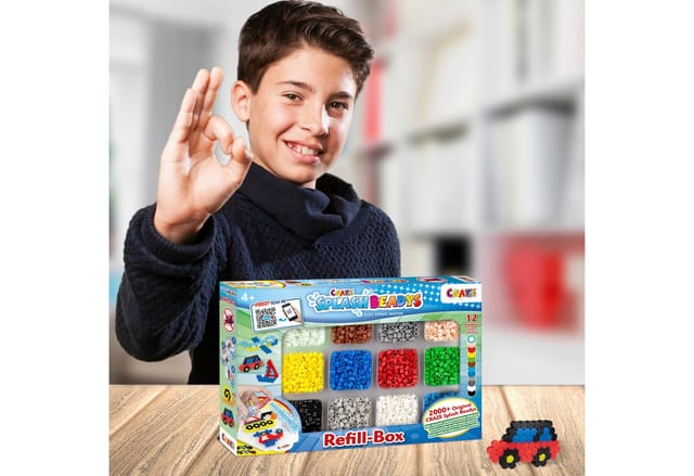 CRAZE Bastelperlen Splash Beadys Bastelset Nachfüll-Box Steckperlen Wasserperlen, (Nachfüllset Steck-Perlen), Ohne Büglen - Wasser genügt