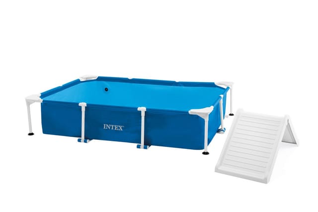 Intex Planschbecken INTEX 48404GN - Hundepool Set (229x152x45,7cm), inkl. Filterpumpe, Rampe & Abdeckung